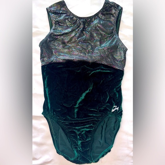 GK ELITE Gymnastics Dance Competition Leotard Adult M Medium Dark Green Emerald - Picture 1 of 9